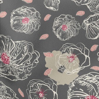 Abstract Hand Drawn Bouquet Lightweight Cotton Poplin