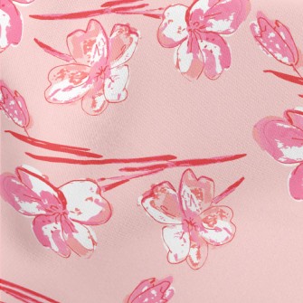 Hand Drawn Cherry Blossom Dood Lightweight Cotton Poplin