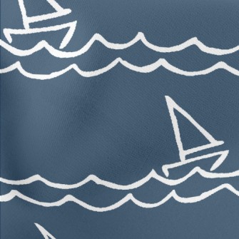 Sailboat And Waves Lightweight Cotton Poplin