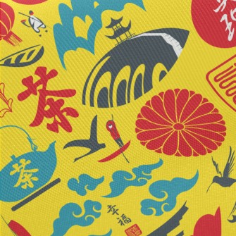 Japanese Cultural Pattern Midweight Cotton Poplin