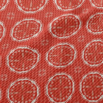 Red Kaleidoscope Flowers Birdseye Piqué