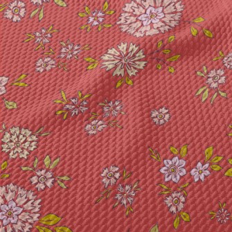 Hand Painted Delicate Flowers Birdseye Piqué