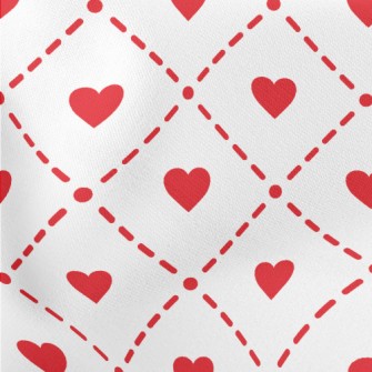 Cute Red Heart Rhombus Stretch Ponte