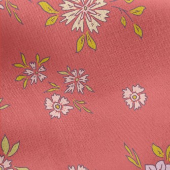 Hand Painted Delicate Flowers Jersey Backed Fleece