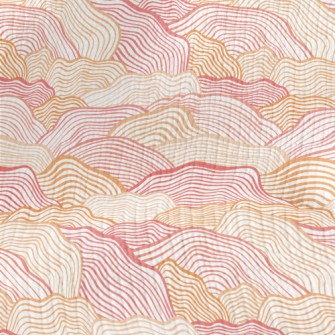 Orange Wave Pattern Stretch Jersey