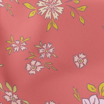 Hand Painted Delicate Flowers Lightweight Cotton Poplin