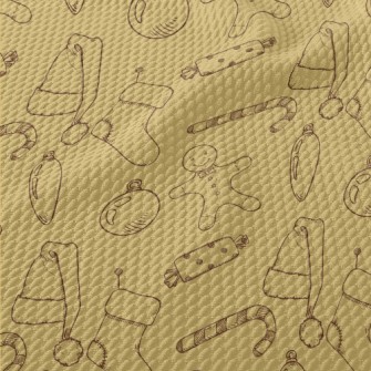 Hand Drawn Christmas Items Birdseye Piqué