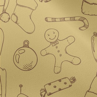 Hand Drawn Christmas Items Chiffon