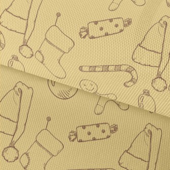 Hand Drawn Christmas Items Waterproof Oxford