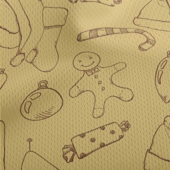 Hand Drawn Christmas Items Athletic Mesh Flat Back