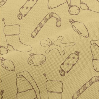 Hand Drawn Christmas Items Performance Linen