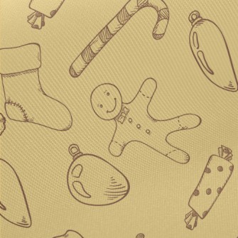 Hand Drawn Christmas Items Twill