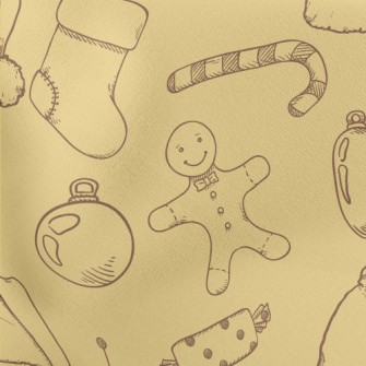 Hand Drawn Christmas Items Stretch Ponte