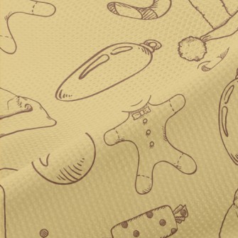 Hand Drawn Christmas Items Piqué