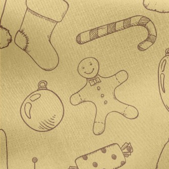 Hand Drawn Christmas Items Jersey Backed Fleece