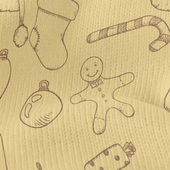 Hand Drawn Christmas Items Stretch Jersey