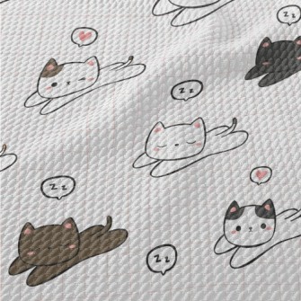 Cute Nap Cat Birdseye Piqué