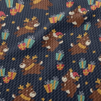 Playful Christmas Elk Birdseye Piqué