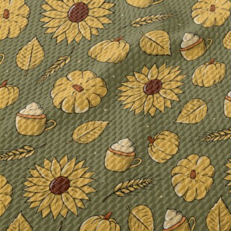 Hand Drawn Autumn Thanksgiving Birdseye Piqué