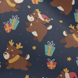 Playful Christmas Elk Chiffon