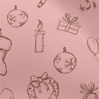 Vintage Hand Drawn Christmas Chiffon