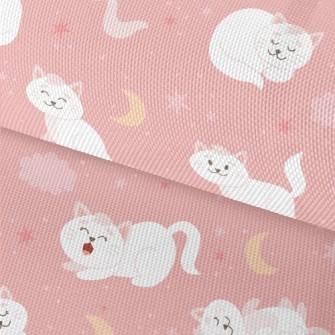 Cartoon Elegant White Cat Waterproof Oxford