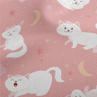 Cartoon Elegant White Cat Athletic Mesh Flat Back