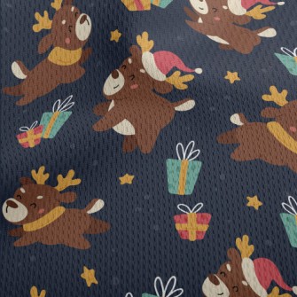 Playful Christmas Elk Athletic Mesh Flat Back