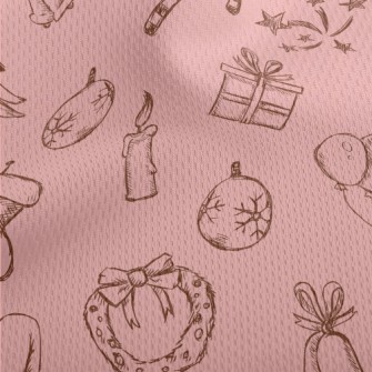 Vintage Hand Drawn Christmas Athletic Mesh Flat Back