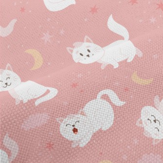 Cartoon Elegant White Cat Performance Linen