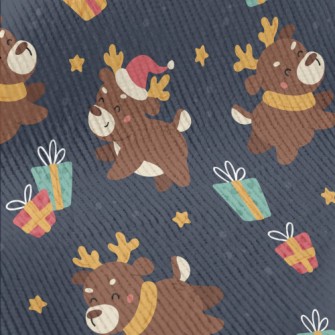 Playful Christmas Elk Standard Corduroy