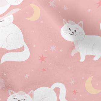 Cartoon Elegant White Cat Micro Fleece