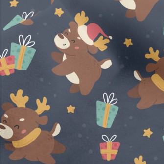 Playful Christmas Elk Micro Fleece