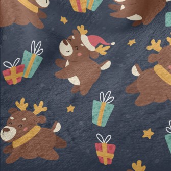 Playful Christmas Elk Minky
