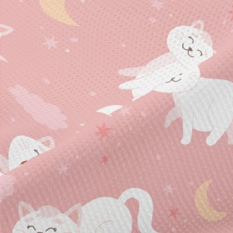 Cartoon Elegant White Cat Piqué