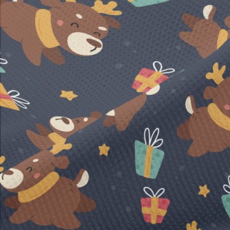 Playful Christmas Elk Piqué