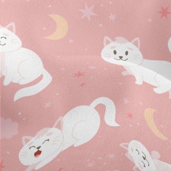 Cartoon Elegant White Cat Lightweight Performance Linen