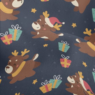 Playful Christmas Elk Lightweight Performance Linen