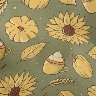 Hand Drawn Autumn Thanksgiving Lightweight Performance Linen