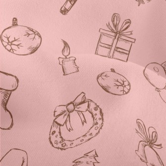 Vintage Hand Drawn Christmas Lightweight Performance Linen