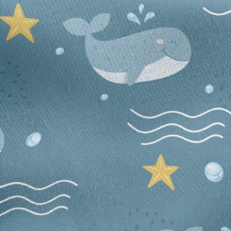 Cute Cartoon Whale Jersey Backed Fleece