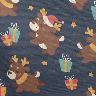 Playful Christmas Elk Pongee