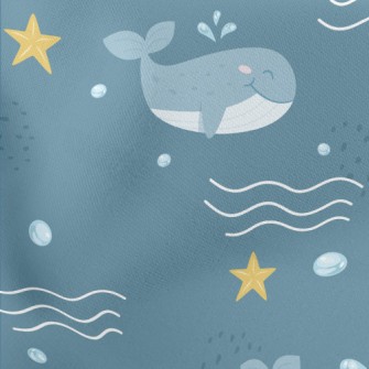 Cute Cartoon Whale Lightweight Cotton Poplin