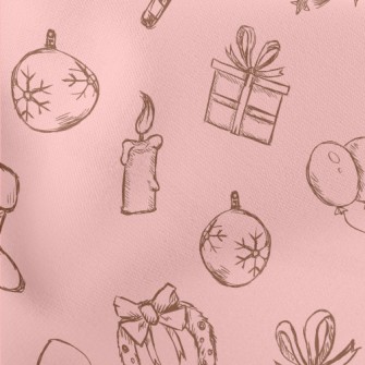 Vintage Hand Drawn Christmas Lightweight Cotton Poplin