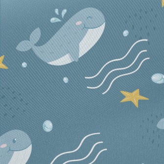 Cute Cartoon Whale Midweight Cotton Poplin