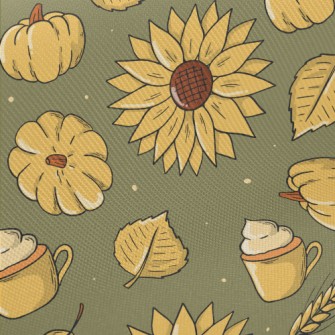Hand Drawn Autumn Thanksgiving Midweight Cotton Poplin