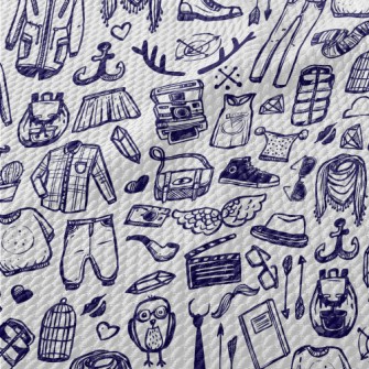 Trendy Fashion Doodles Birdseye Piqué