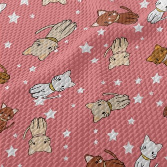 Cartoon Cat With Stars Birdseye Piqué