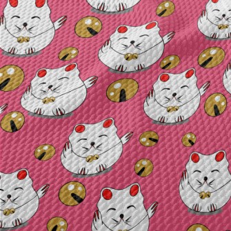 Japanese Lucky Cat Birdseye Piqué