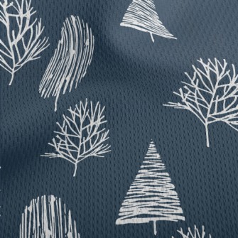 Hand Drawn Winter Forest Athletic Mesh Flat Back